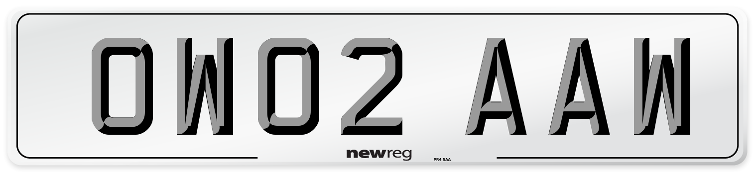 OW02 AAW Number Plate from New Reg